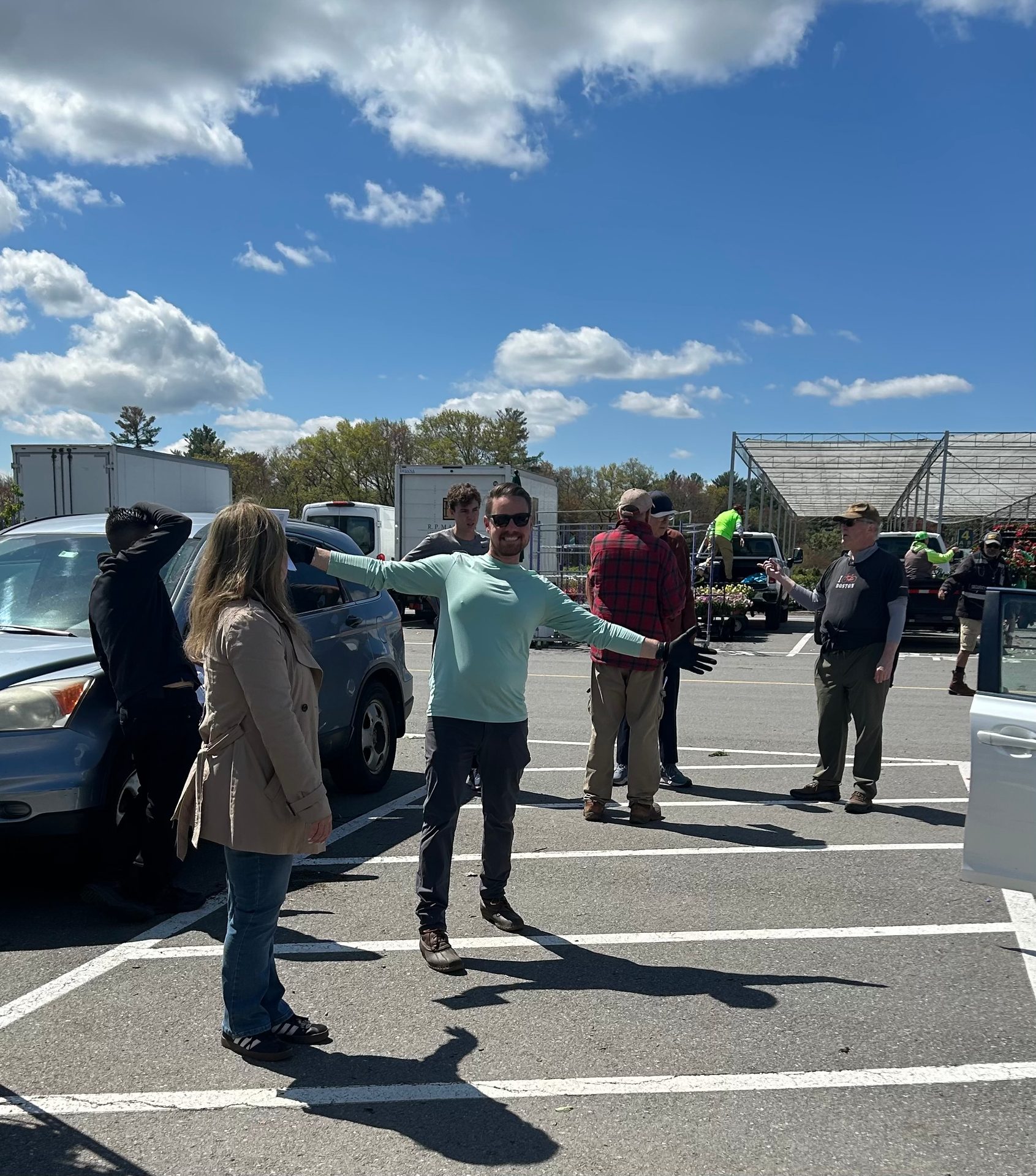 Team celebrating after loading plants